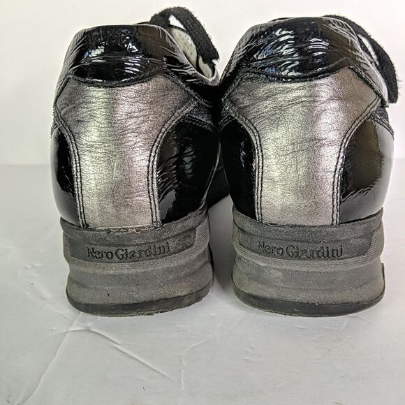 Nero Giardini Black Patent Leather Sneaker Trainer Shoe Women Size 39 US 8.5 - Picture 6 of 10